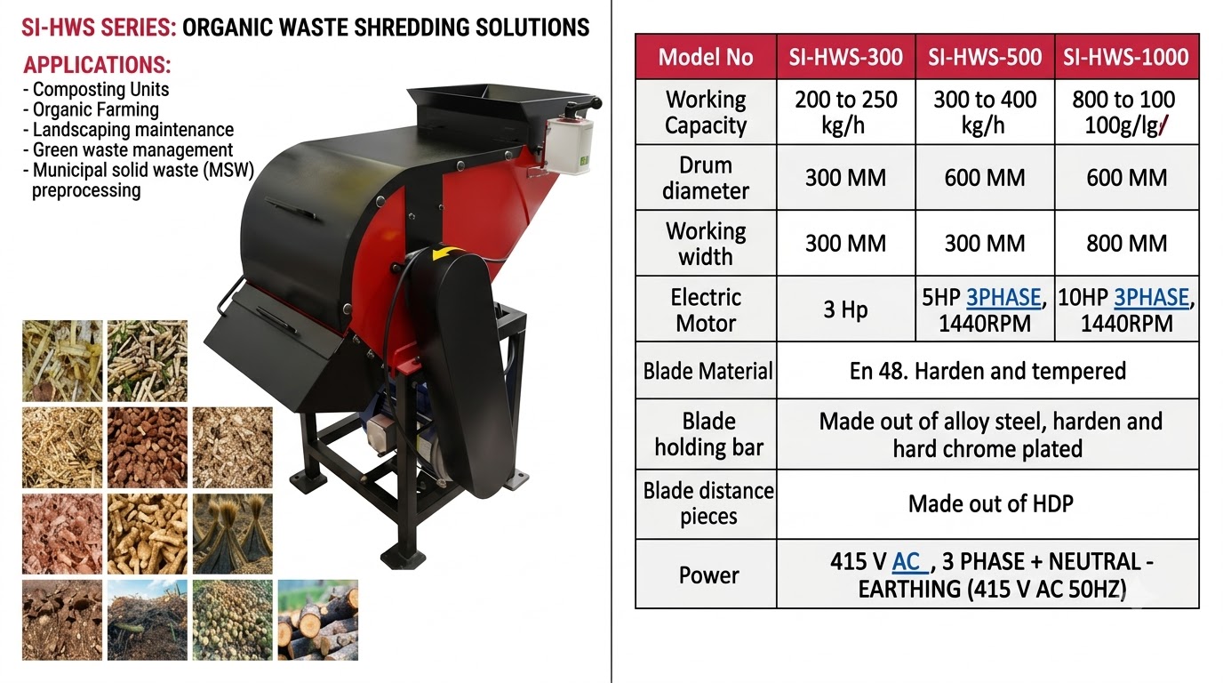 HORTICULTURE WASTE SHREDDER SINGLE SHAFT SHREDDER MACHINE